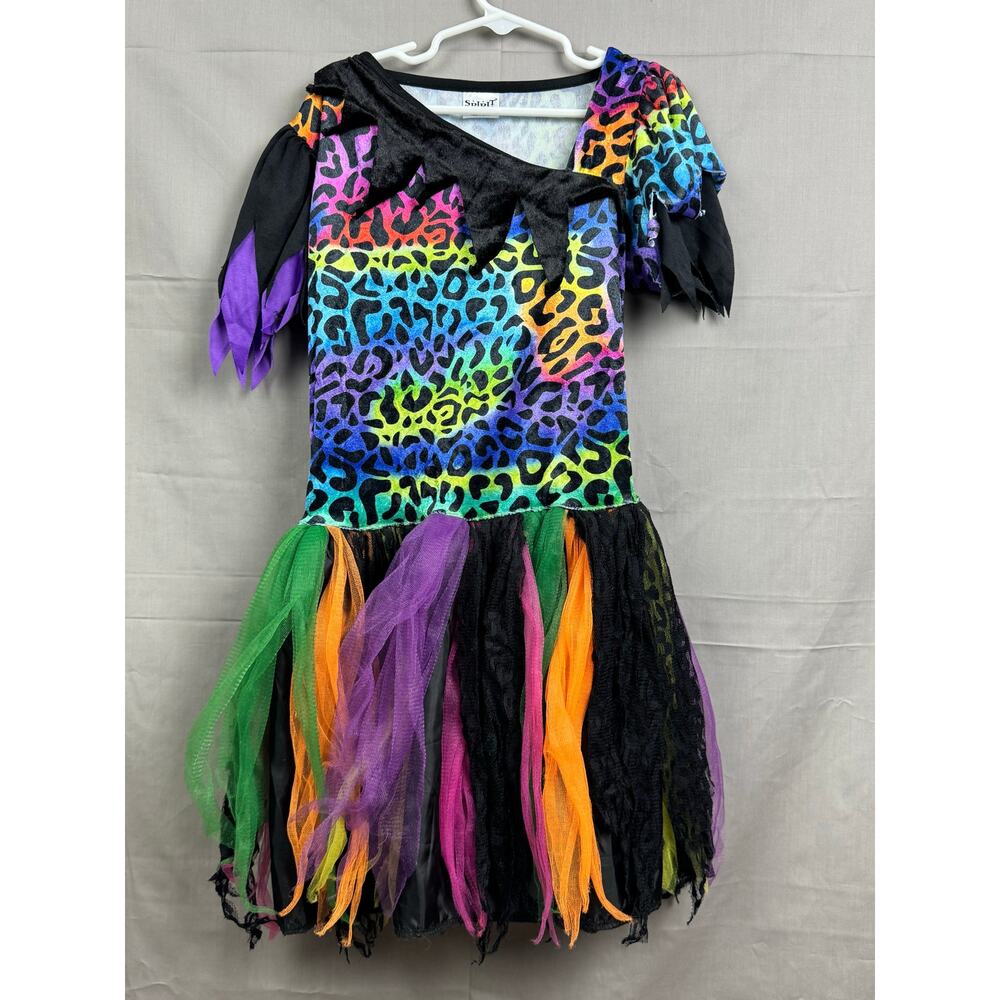 Spirit Girls Rainbow Leopard Cat Costume, Size M